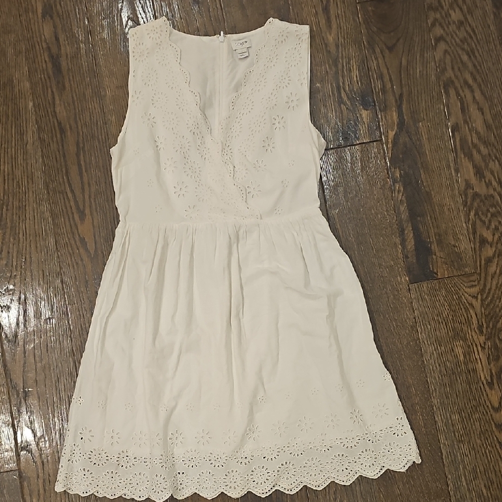 J. Crew White Eyelet Sleeveless Mini Dress